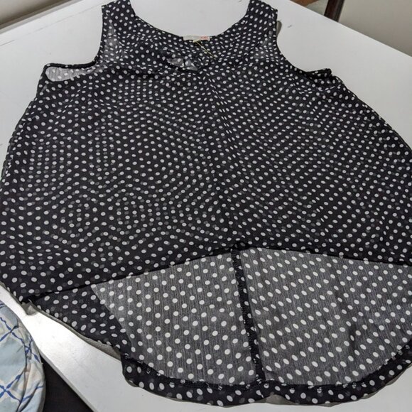 BLACK & WHITE SHEER BLOUSE MEDIUM - Picture 1 of 3